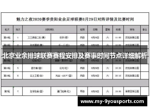 北京业余排球联赛赛程安排及赛事时间节点详细解析